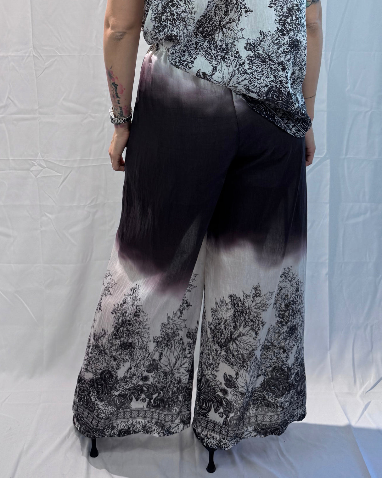 LINEN-TENCEL MIX PRINTED TROUSERS