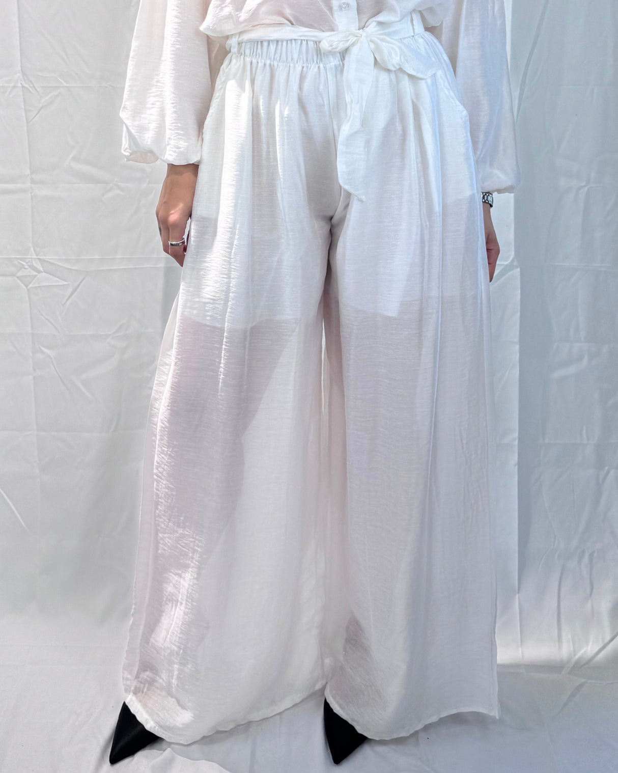 TROUSERS WITH LINEN-TENCEL MIXED SASH