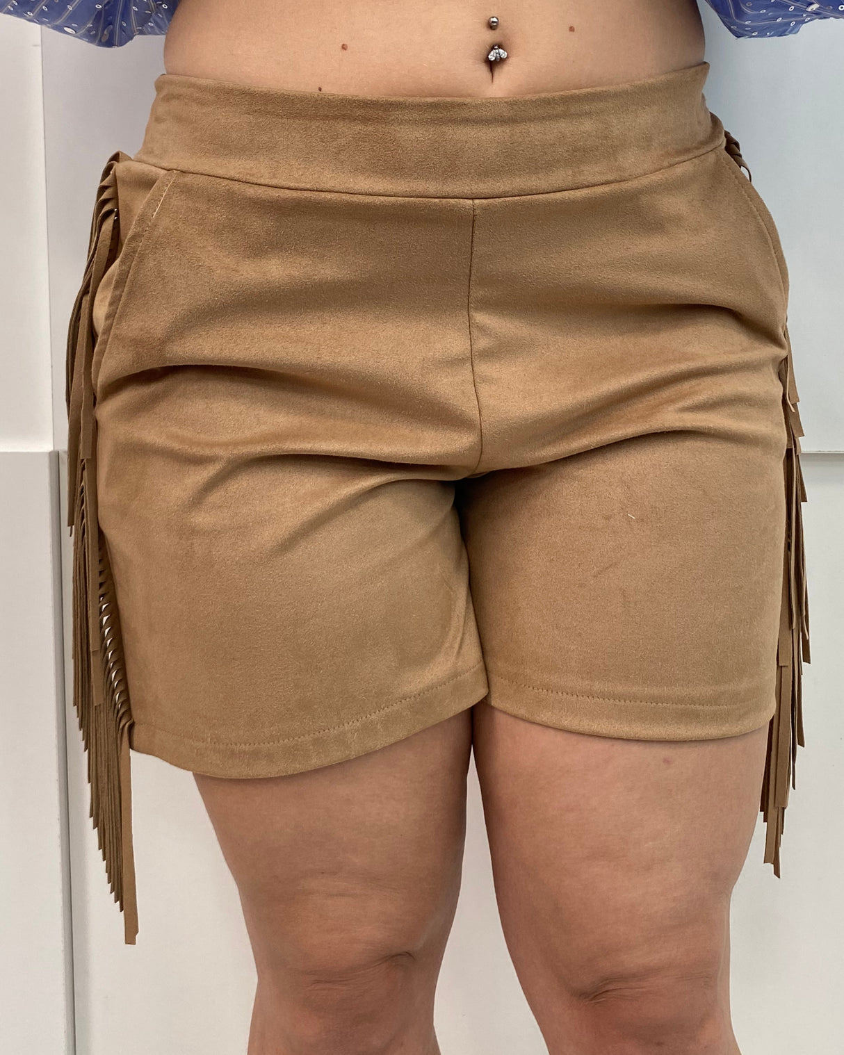 SUEDE FRINGE SHORTS