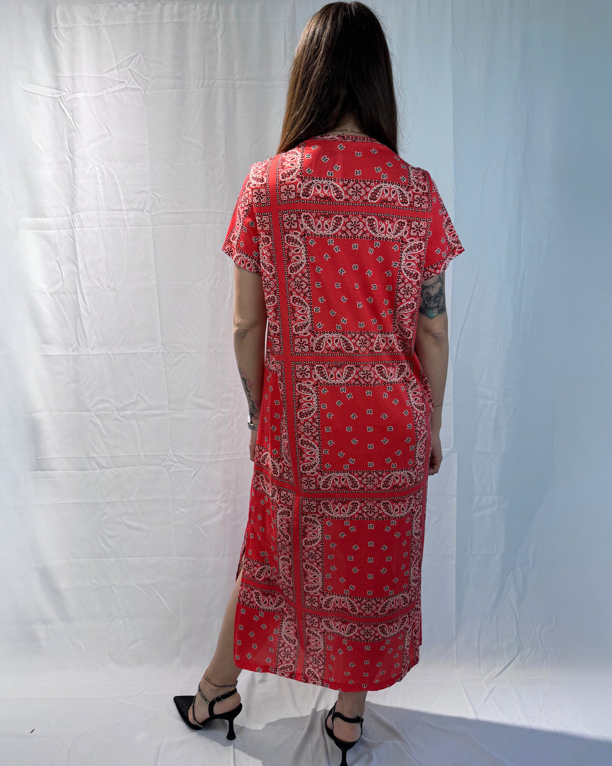 SHORT SLEEVE DRESS WITH BANDANA PRINT