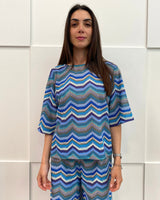 STRIPED EMBROIDERED BLOUSE