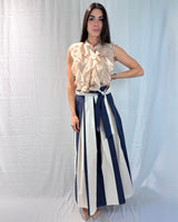 STRIPED SKIRT WITH BOW BELT 100% COTTON