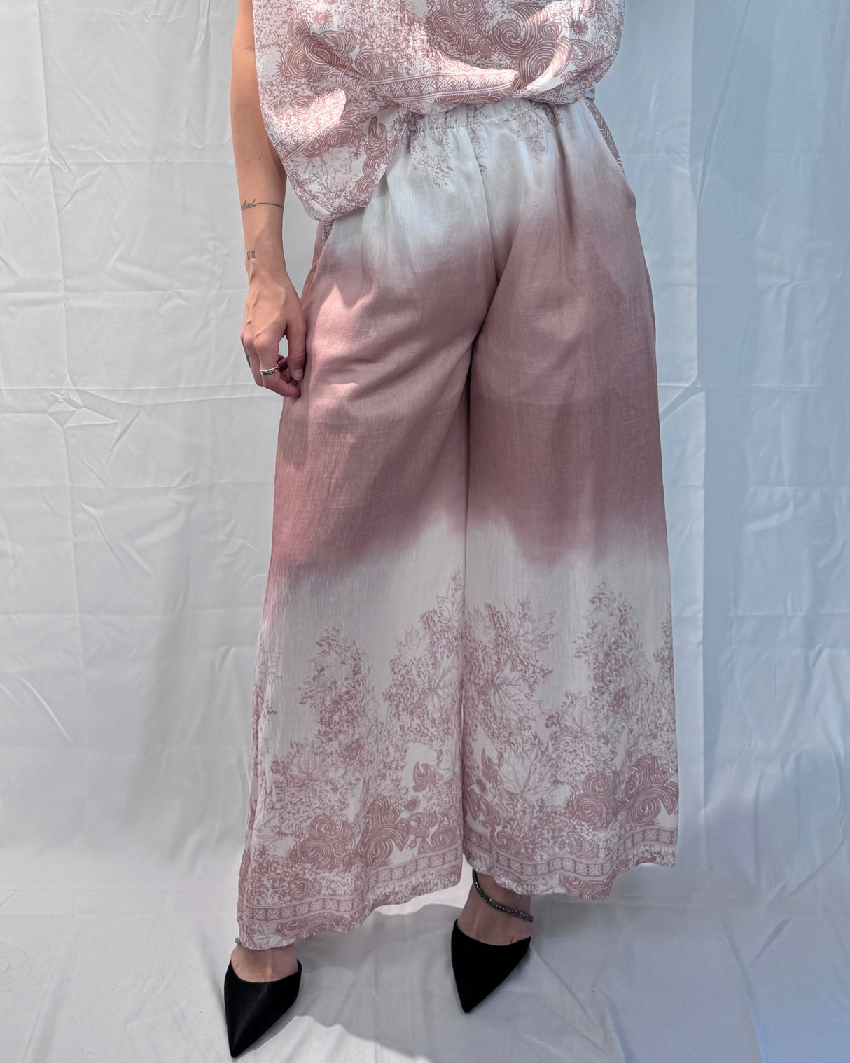 LINEN-TENCEL MIX PRINTED TROUSERS