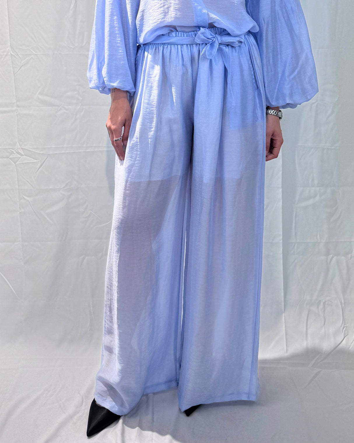 TROUSERS WITH LINEN-TENCEL MIXED SASH