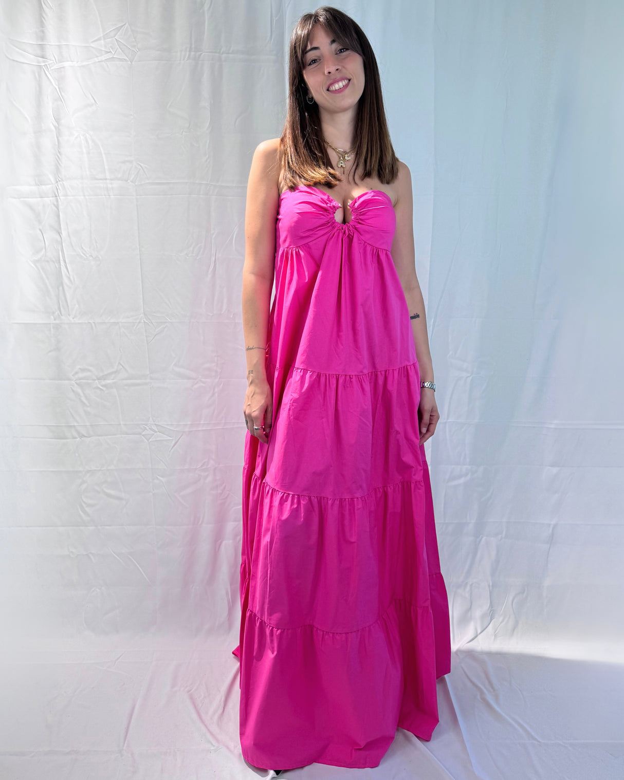 LONG DRESS WITH BREAST RING CUPS