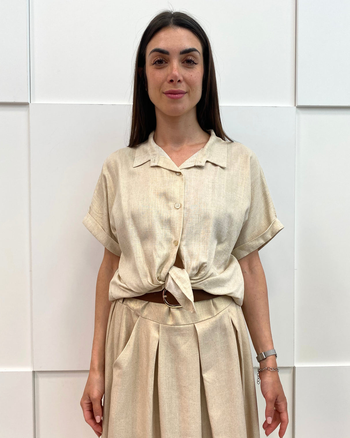 GOLD BLOUSE KNOT FRONT