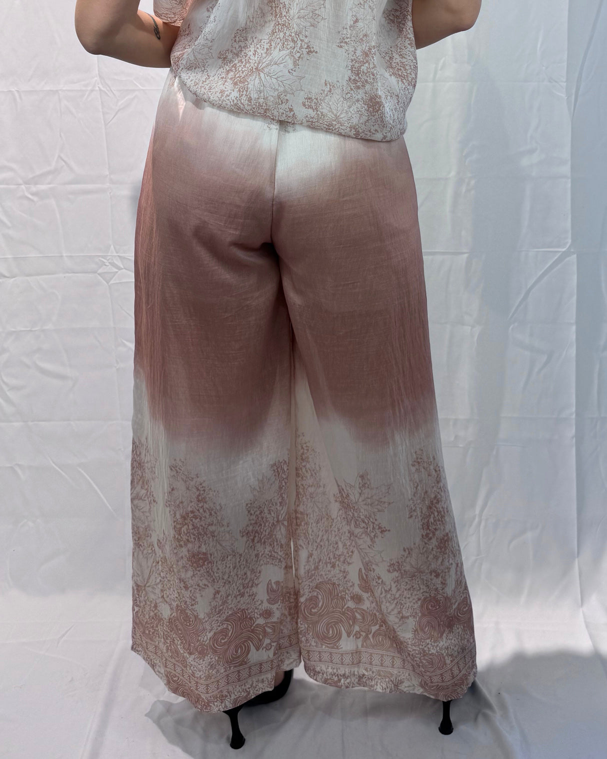 LINEN-TENCEL MIX PRINTED TROUSERS