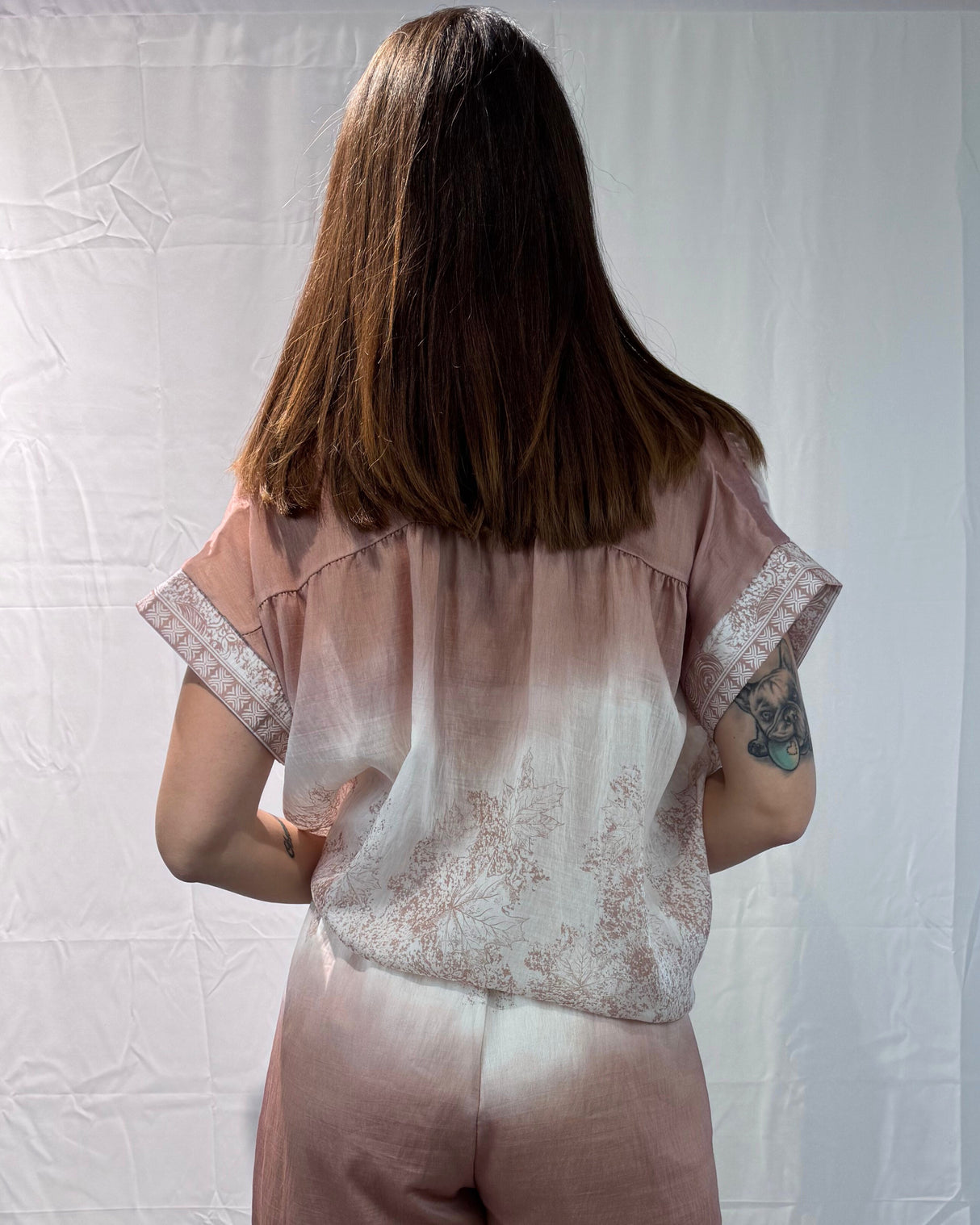 LINEN-TENCEL MIX PRINTED BLOUSE