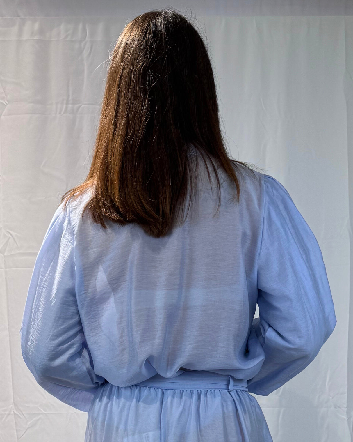 LINEN-TENCEL MIXED WIDE PUFF SLEEVE SHIRT