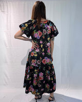 LONG DRESS WITH PUFF SLEEVES AND FLOWER PRINT