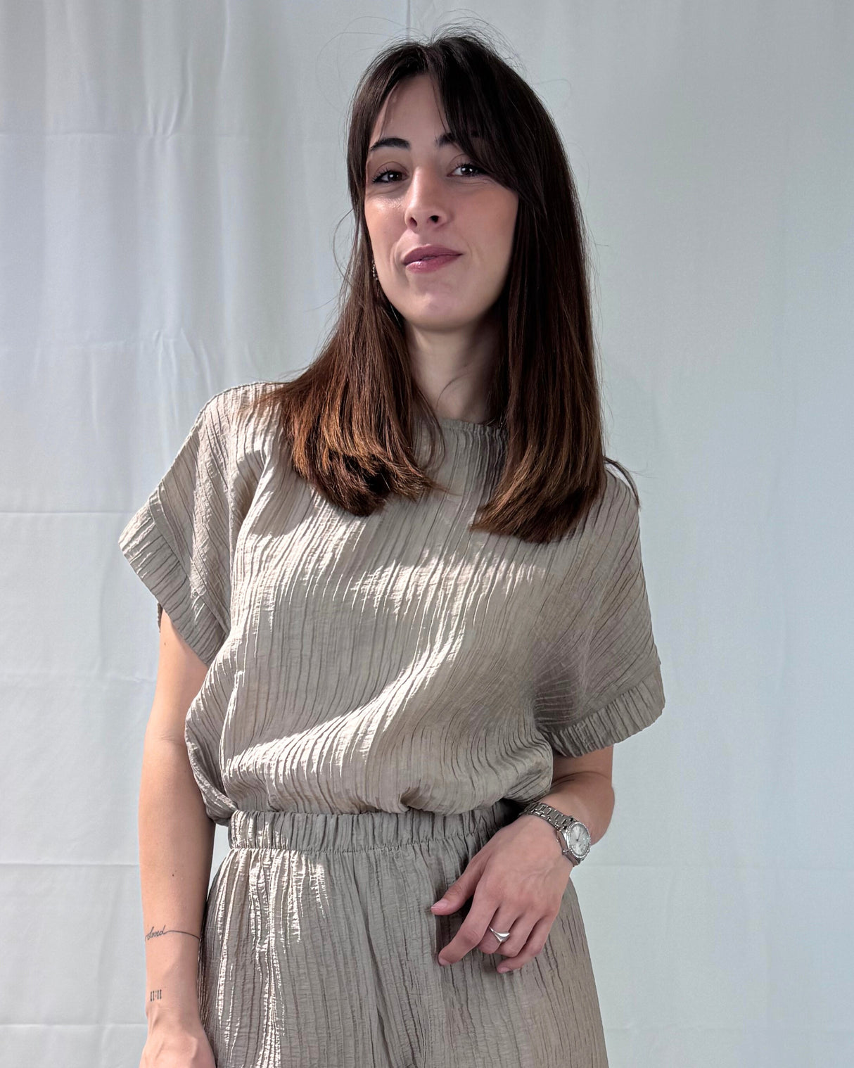 LYOCEL EMBOSSED FABRIC T-SHIRT