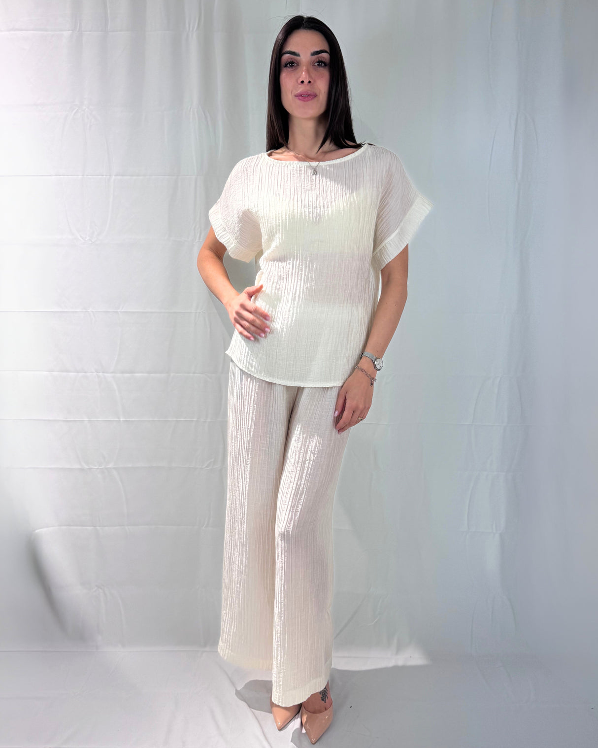 LYOCEL PANTS EMBOSSED FABRIC