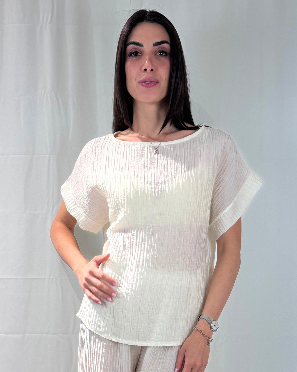 LYOCEL EMBOSSED FABRIC T-SHIRT