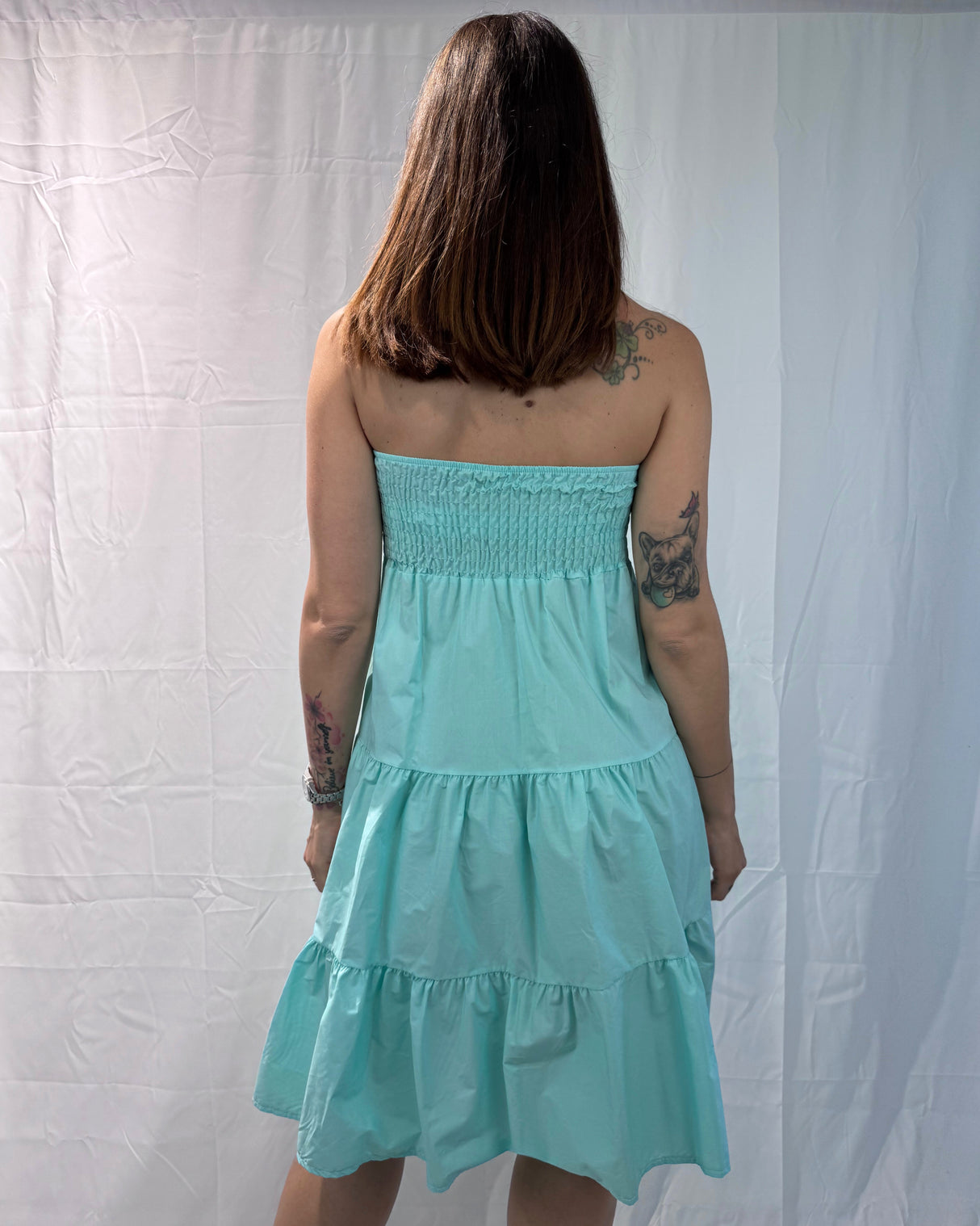 SHORT DRESS WITH INSERTED CUPS-BREAST RING