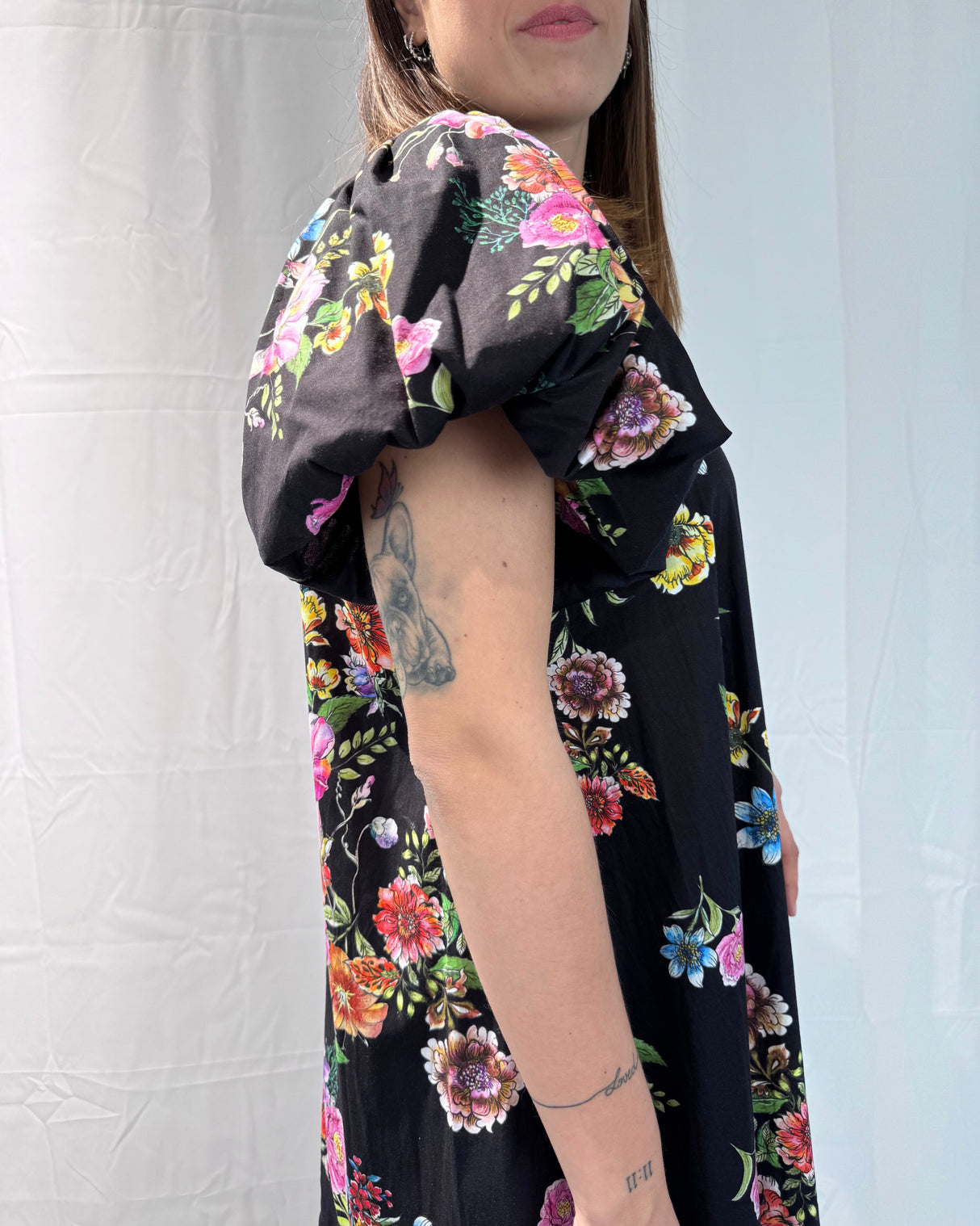 LONG DRESS WITH PUFF SLEEVES AND FLOWER PRINT