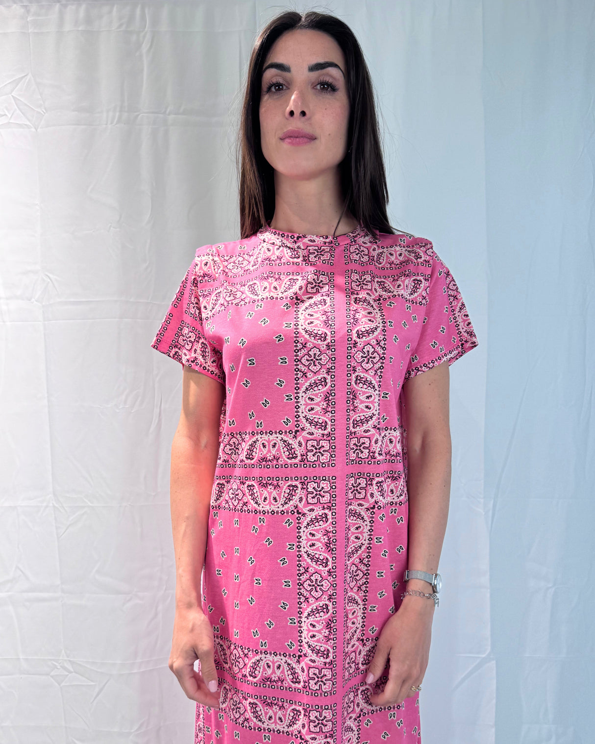 SHORT SLEEVE DRESS WITH BANDANA PRINT