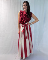 STRIPED SKIRT WITH BOW BELT 100% COTTON
