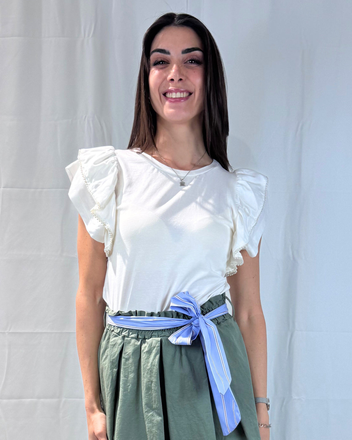 PEARL RUFFLE T-SHIRT