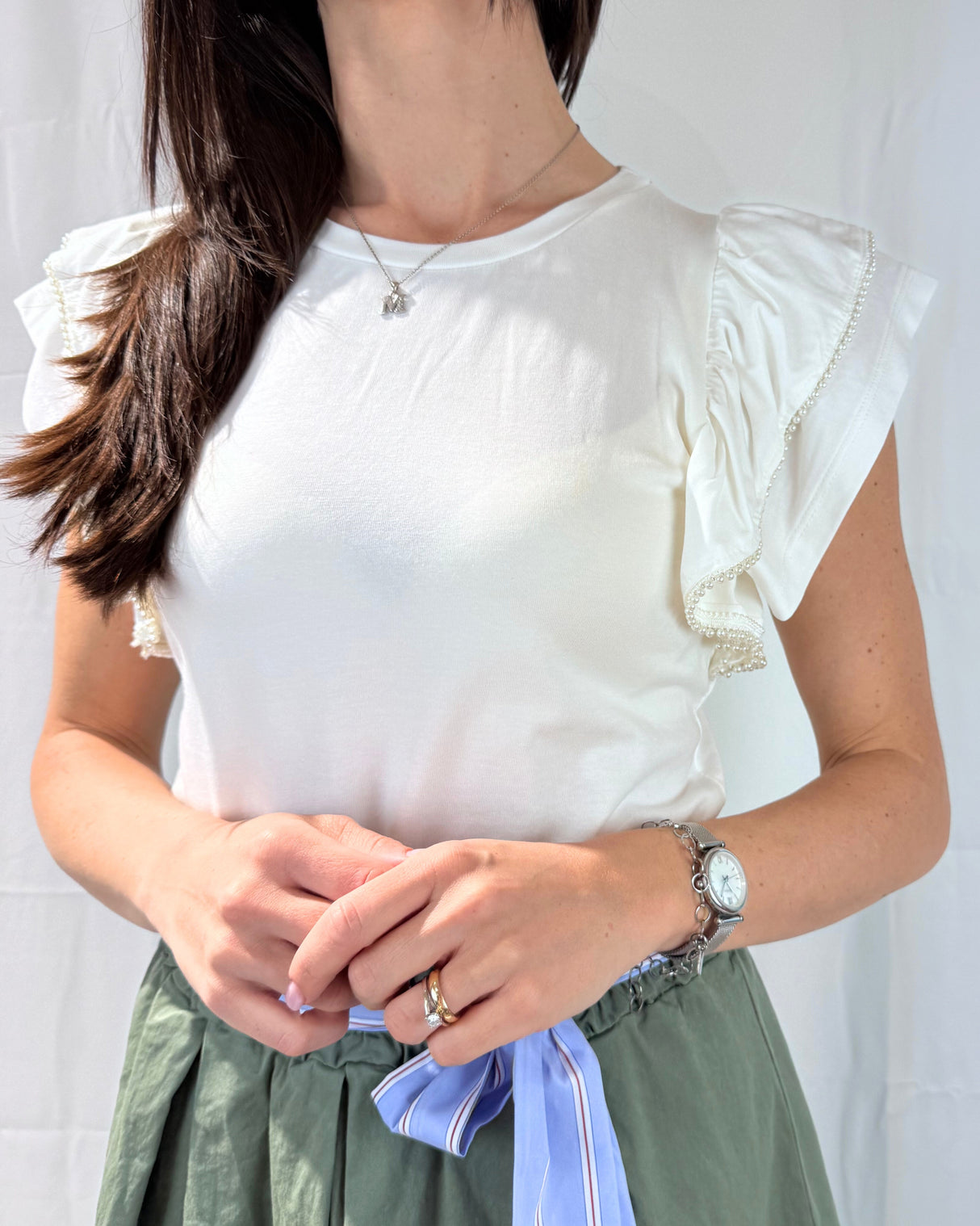 PEARL RUFFLE T-SHIRT