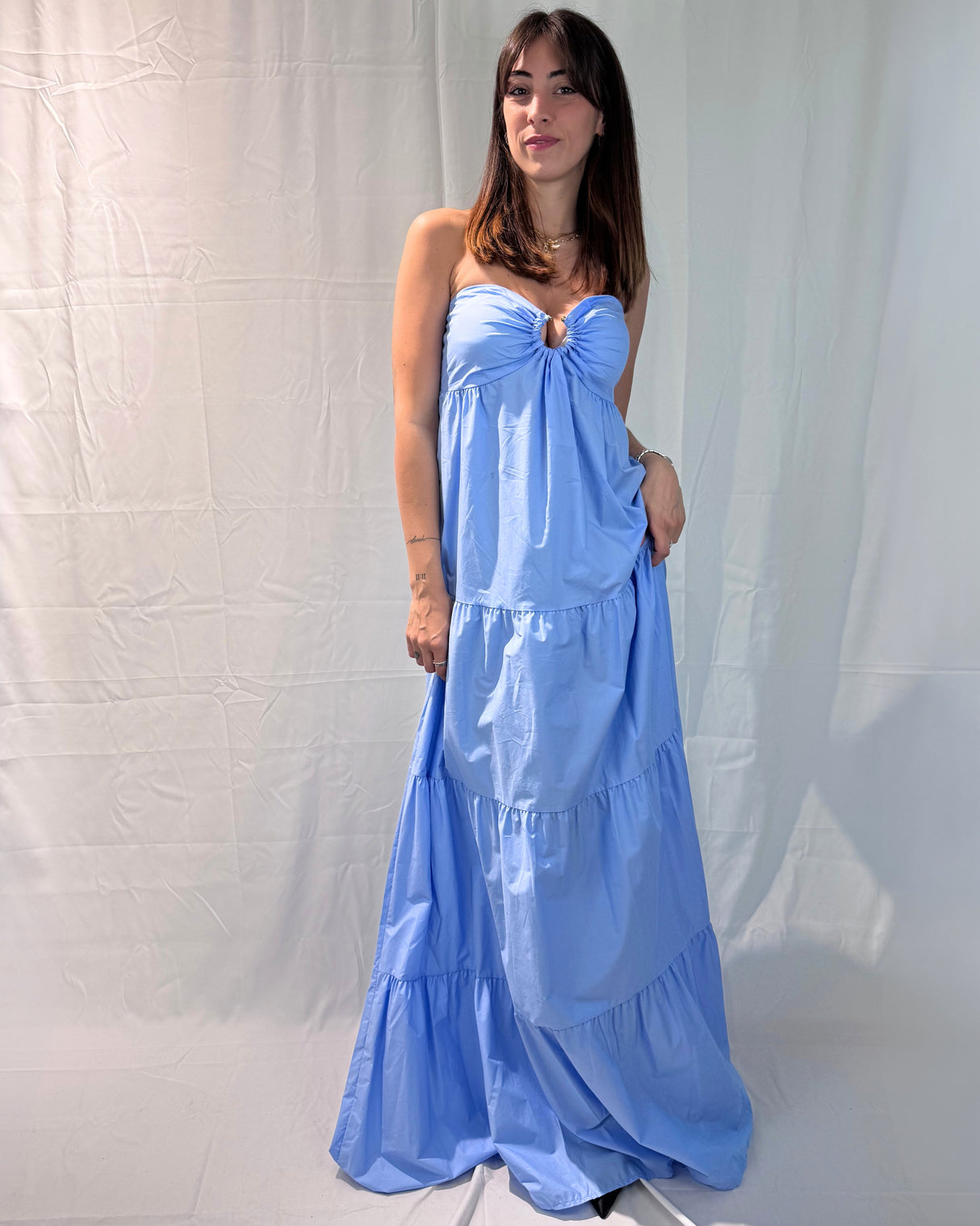 LONG DRESS WITH BREAST RING CUPS