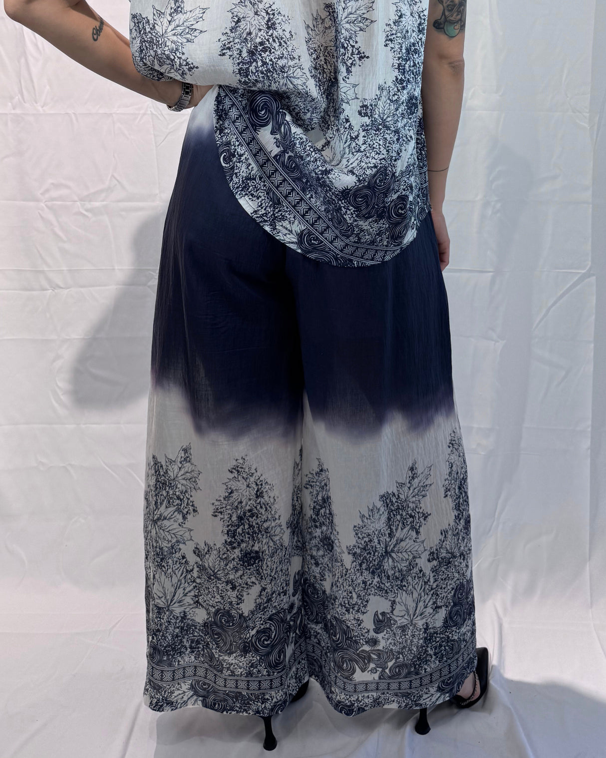 LINEN-TENCEL MIX PRINTED TROUSERS