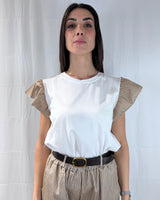 STRIPED RUFFLED T-SHIRT