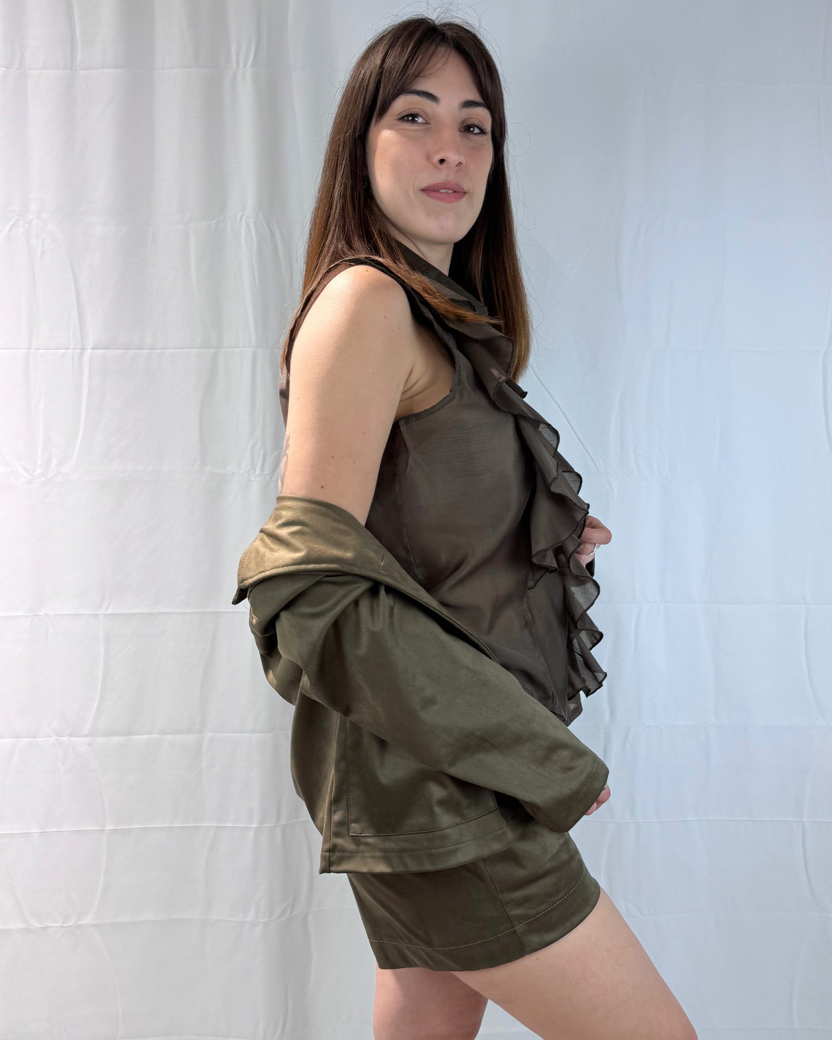 TENCEL BLOUSE WITH RUFFLES