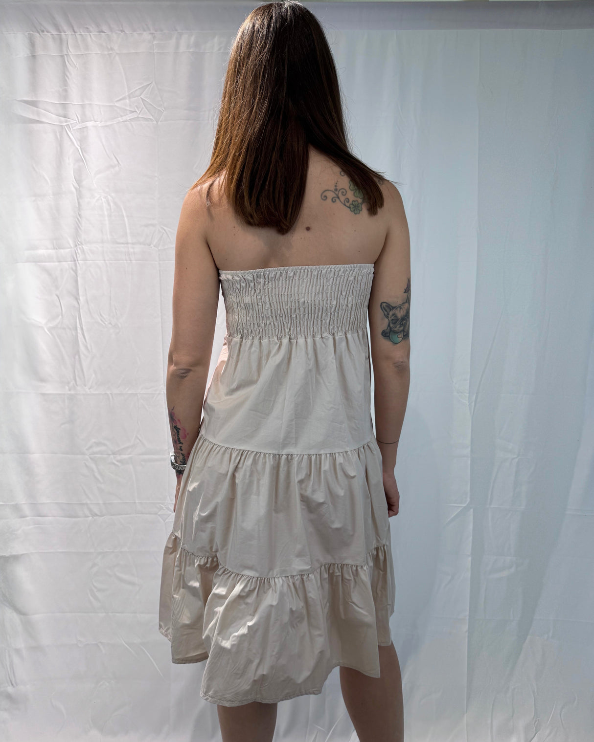 SHORT DRESS WITH INSERTED CUPS-BREAST RING