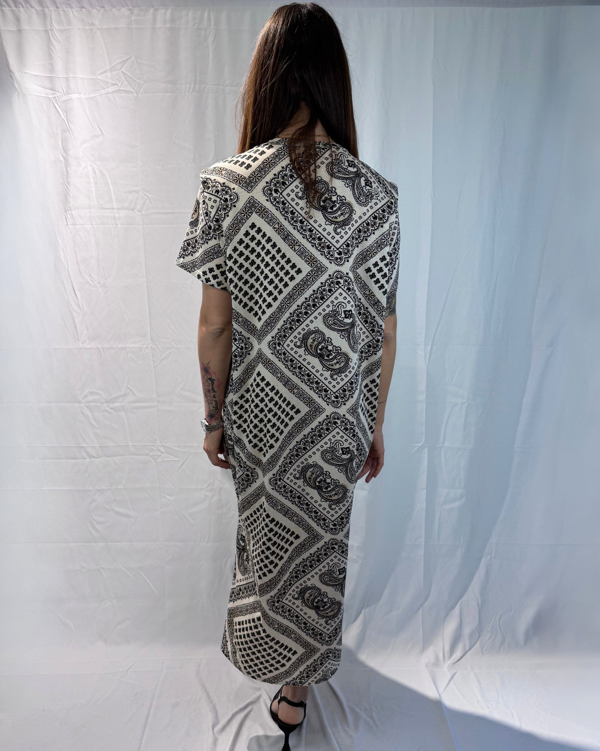 SHORT SLEEVE DRESS WITH BANDANA PRINT