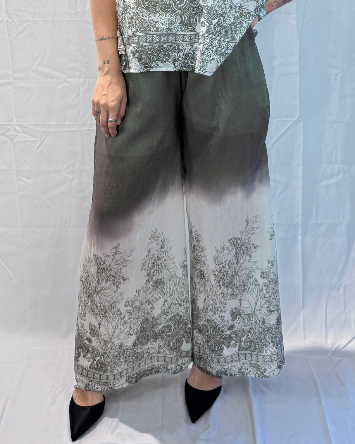 LINEN-TENCEL MIX PRINTED TROUSERS