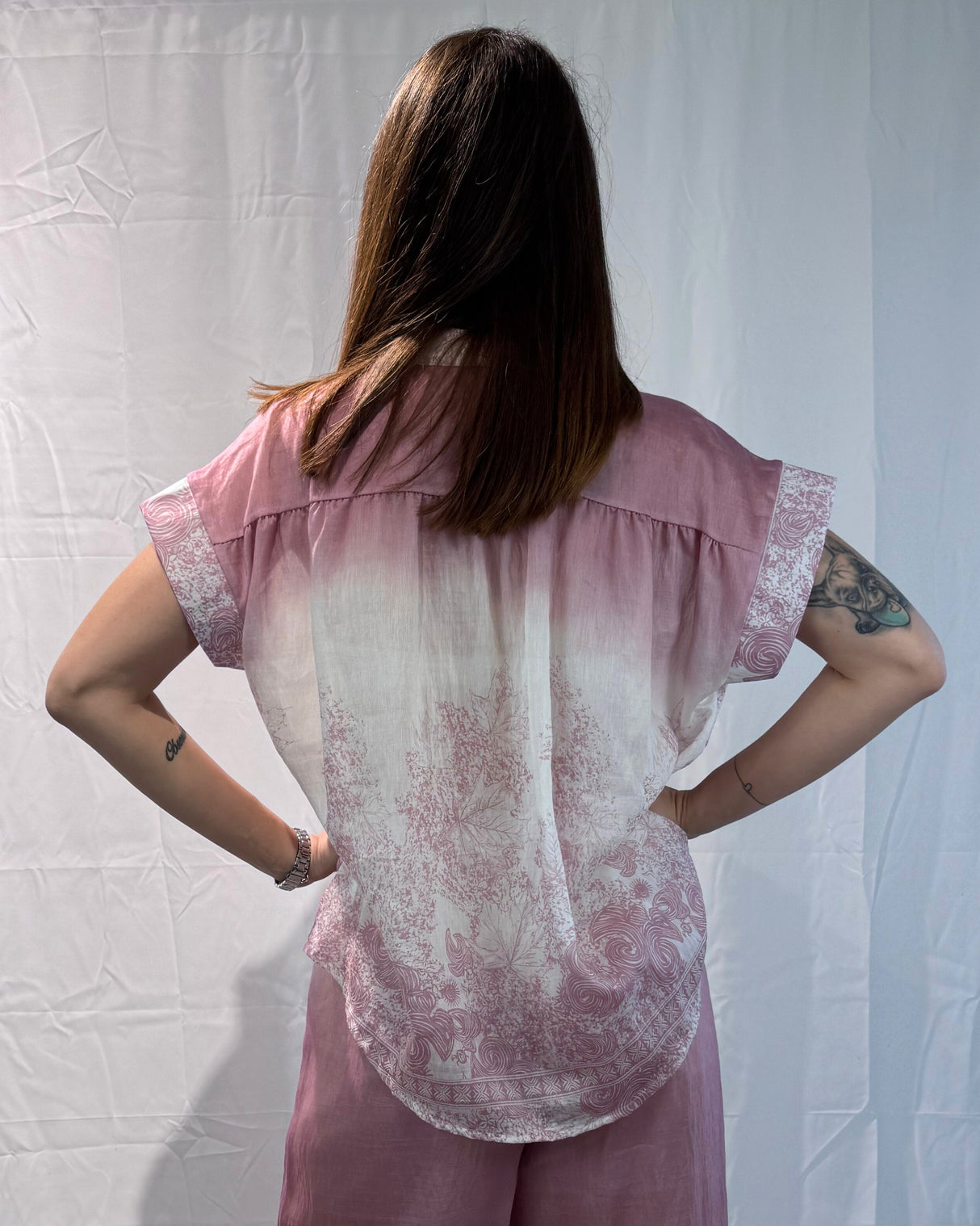 LINEN-TENCEL MIX PRINTED BLOUSE