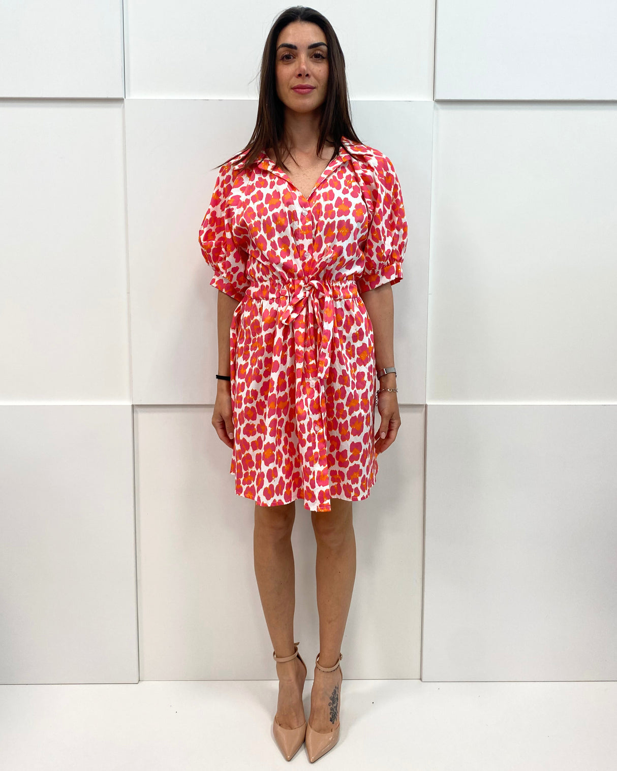 RED PATTERNED DRESS