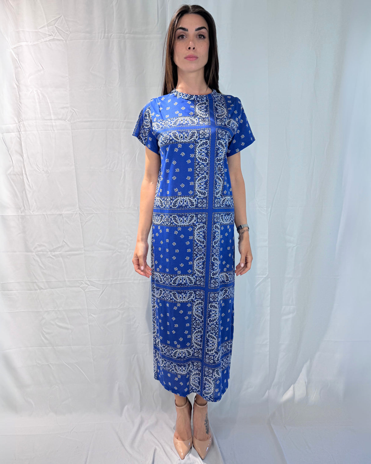 SHORT SLEEVE DRESS WITH BANDANA PRINT