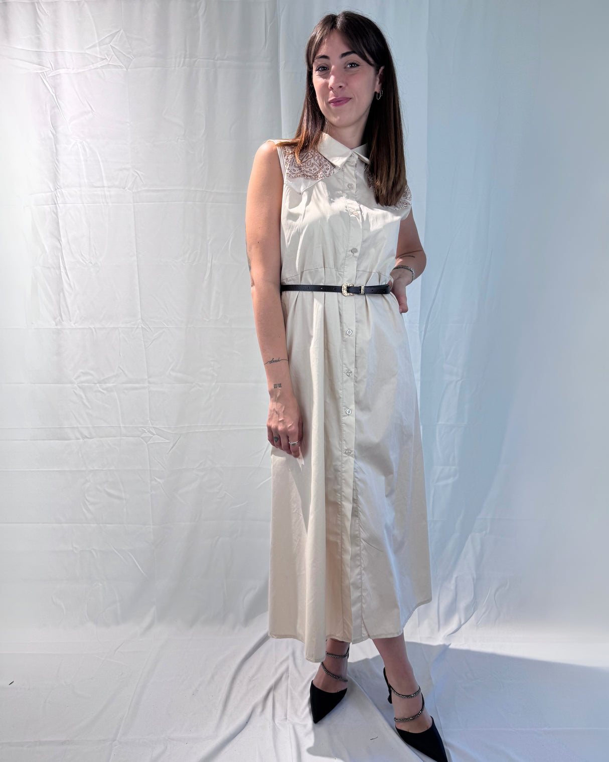 COTTON CHEMISIER WITH BANDANA PRINT INSERTS