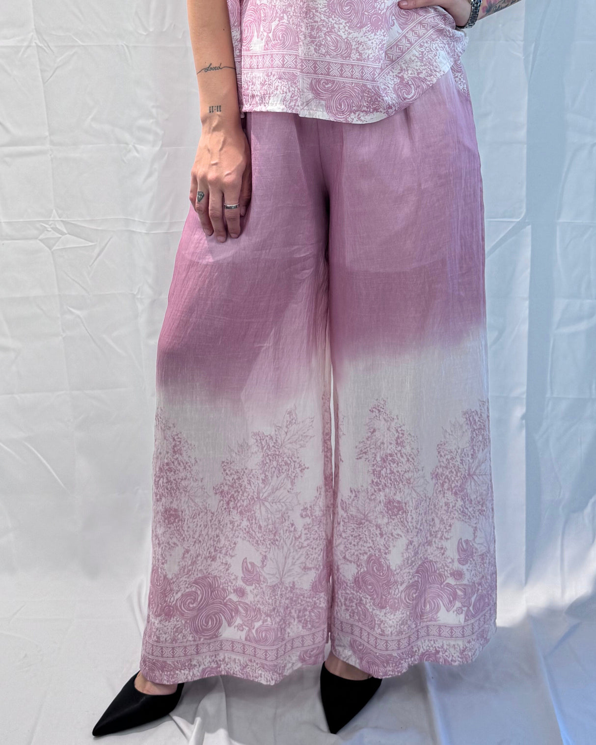LINEN-TENCEL MIX PRINTED TROUSERS