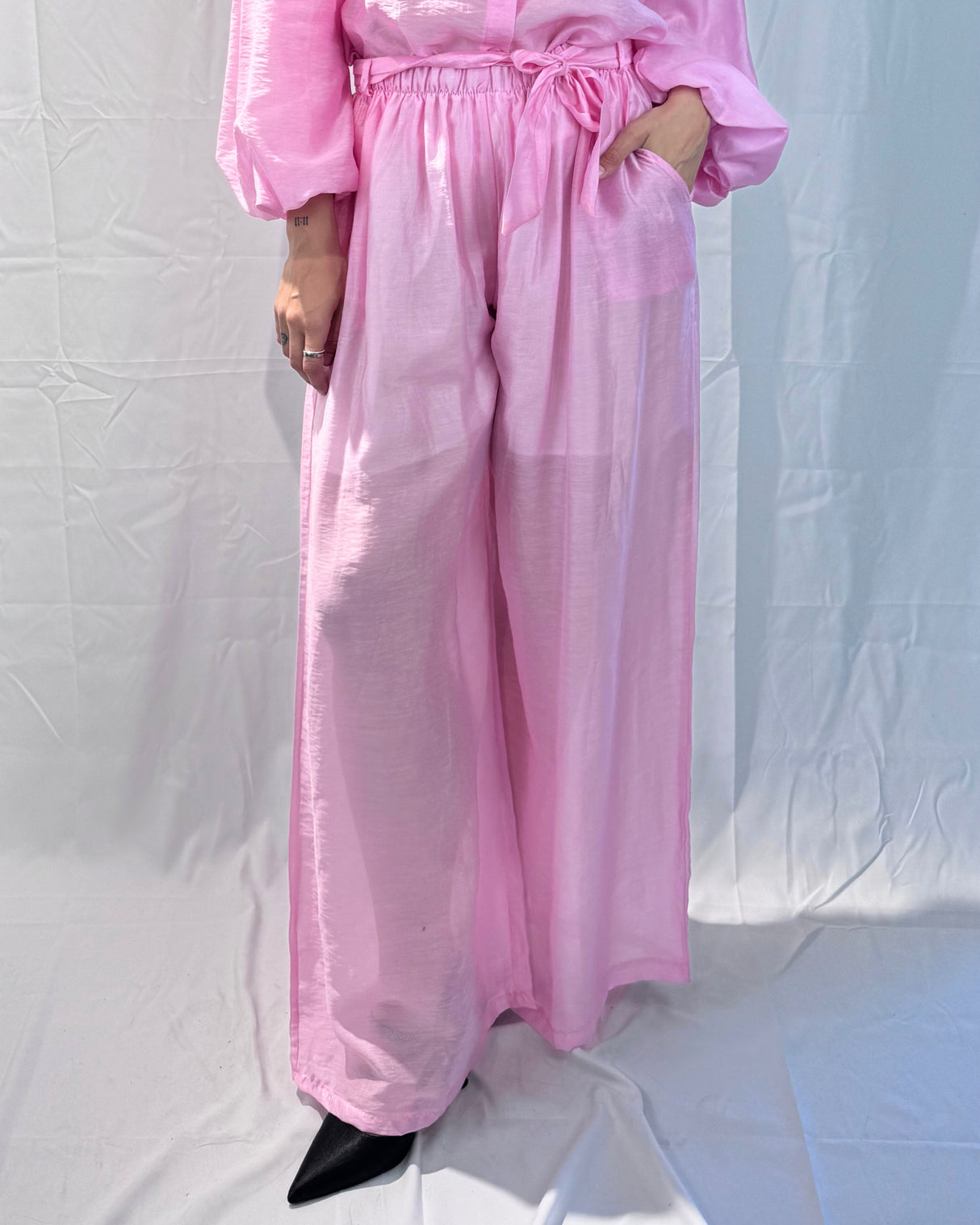 TROUSERS WITH LINEN-TENCEL MIXED SASH
