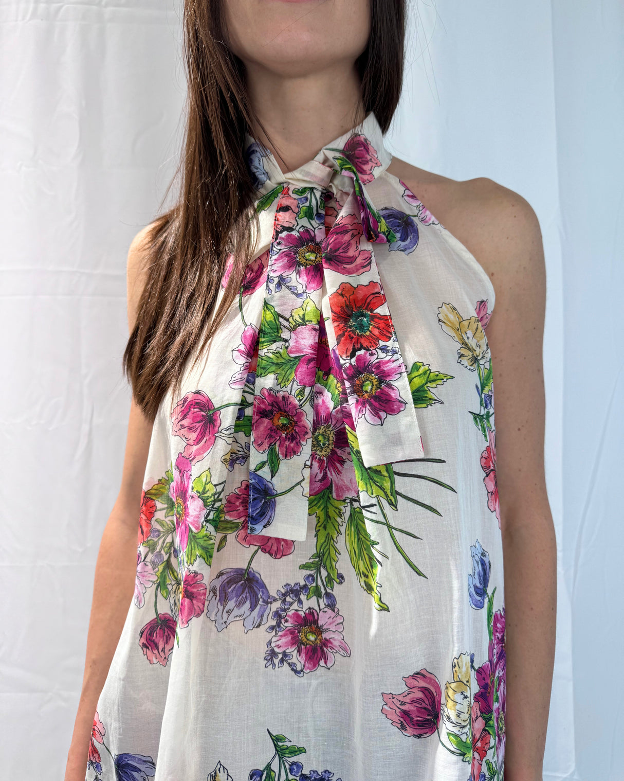 TOP WITH FLOWER PRINT BOW