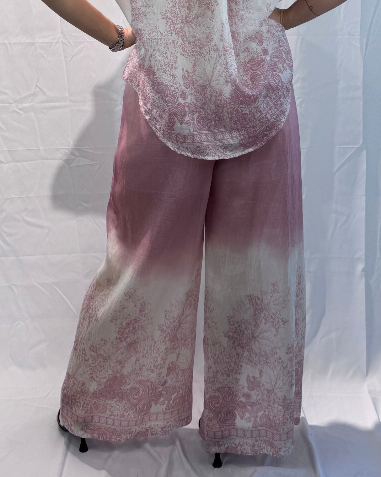 LINEN-TENCEL MIX PRINTED TROUSERS