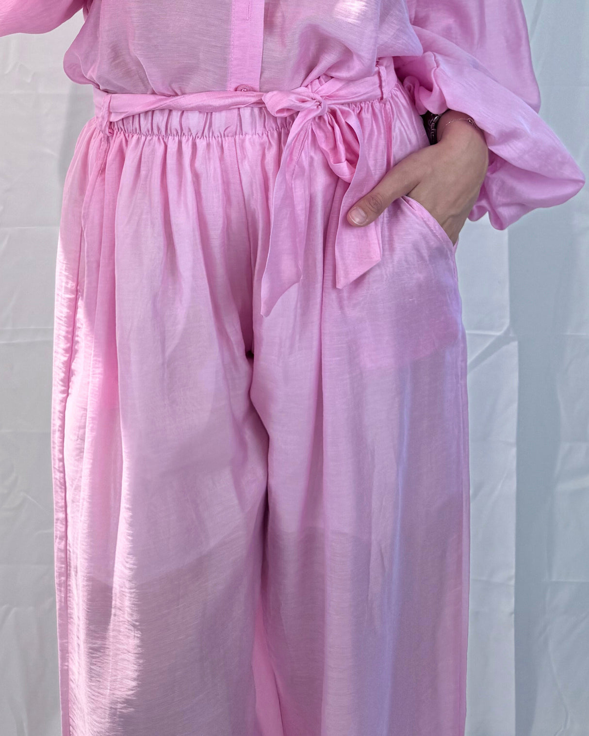 TROUSERS WITH LINEN-TENCEL MIXED SASH
