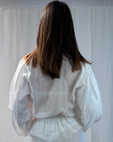 LINEN-TENCEL MIXED WIDE PUFF SLEEVE SHIRT