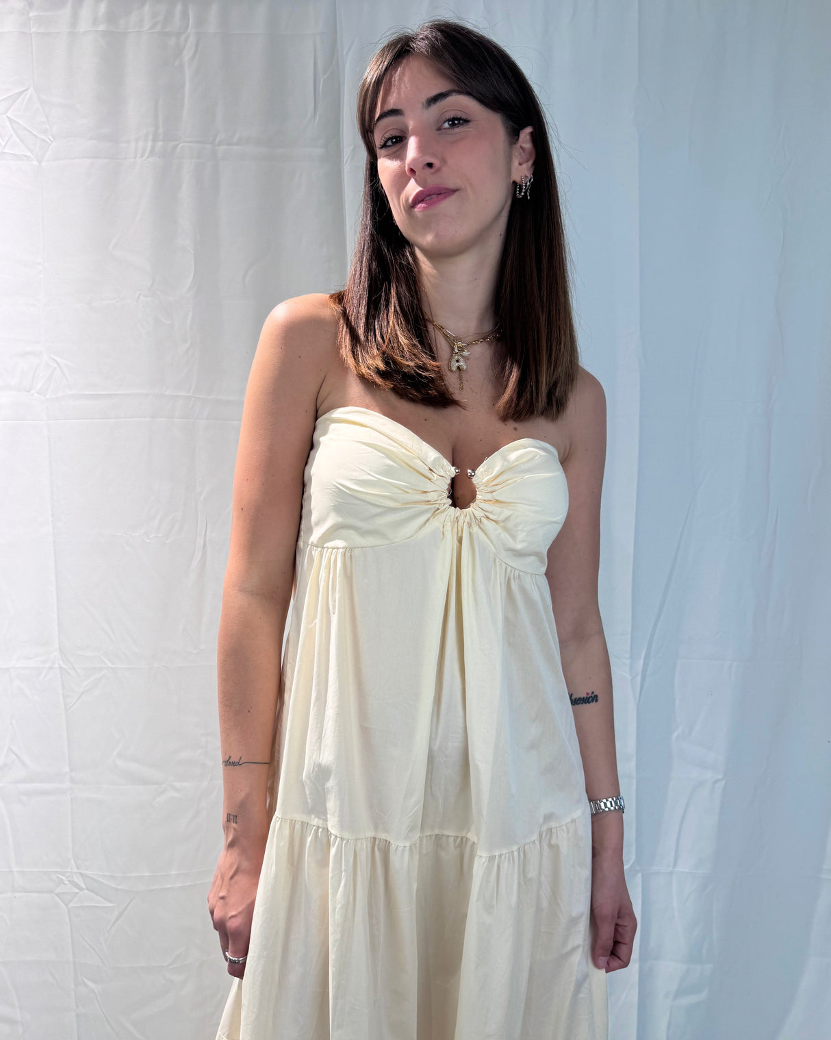 LONG DRESS WITH BREAST RING CUPS
